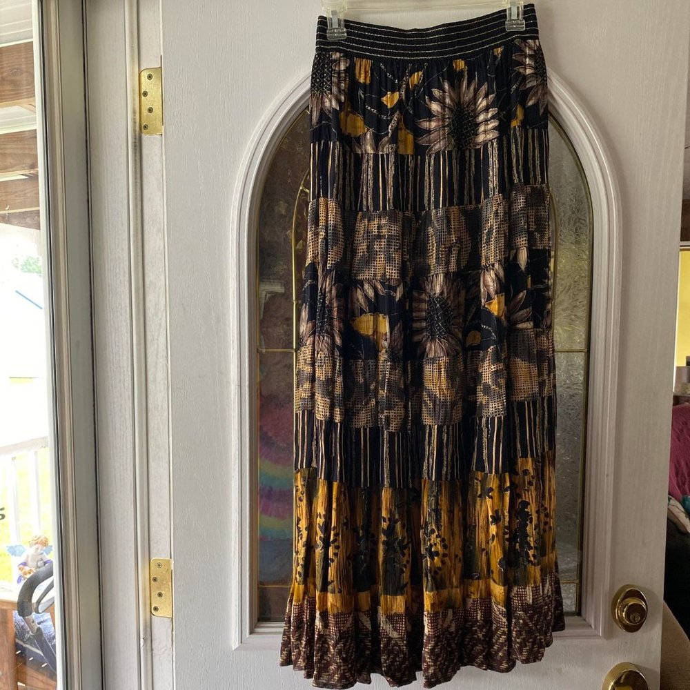 Carole Little womens size 10 elastic waist full maxi skirt